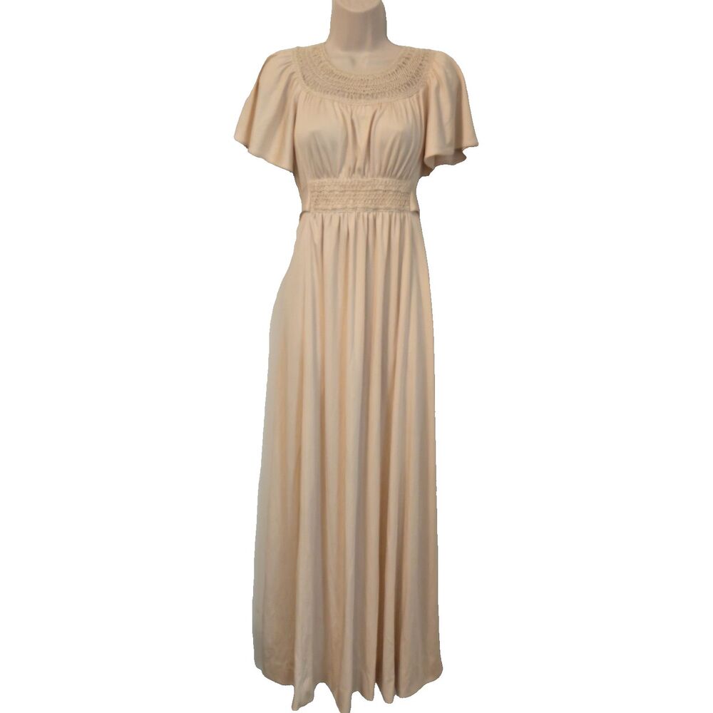 VINTAGE 70s Act 1 NY Dress Ivory Crochet Romantic Prairie Cottage Wedding NO SZ